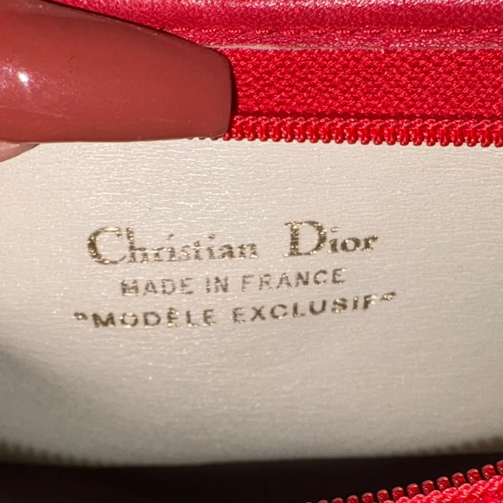Vintage Dior Red Leather Crescent Crossbody with Gold Logo Medallion - Picture 7 of 14